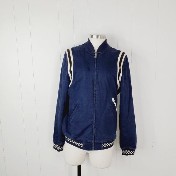 adidas Jackets & Blazers - Adidas Men's Blue Denim Long Sleeve Full Zip Varsity Jacket Size Medium